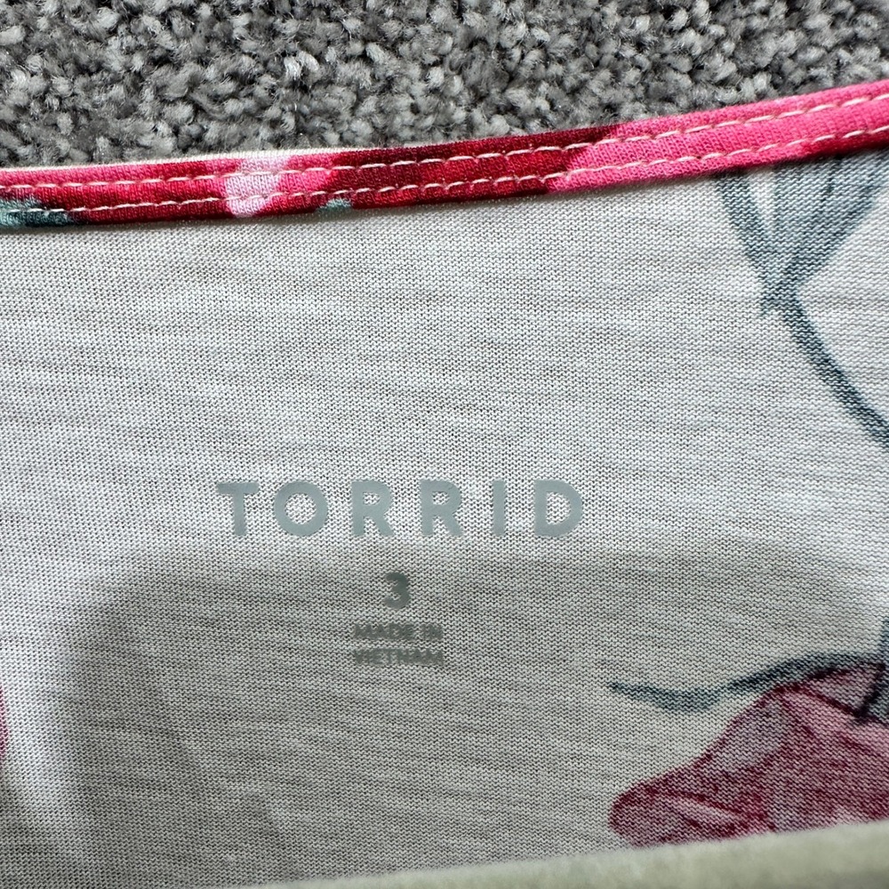 Torrid Heritage Jersey V-Neck Tie Front Babydoll Blouse Top Women 3X Floral - Picture 3 of 13